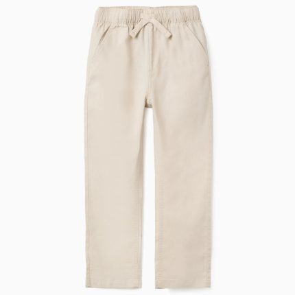 PANTALONS EN LIN BEIGE CLAIR