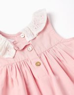 Robe en popeline + bloomer à volants pour nouveau-née, rose clair – Image 3