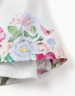 Robe en coton à fleurs et manches à volants pour bébé fille, blanche – Image 3
