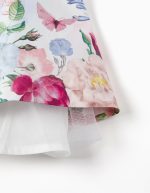 Robe en coton à fleurs et manches à volants pour filles, blanche – Image 3