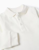 Polo en piqué de coton à manches longues pour bébé garçon, blanc – Image 3