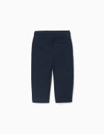 Pantalon slim en piqué de coton avec cordon de serrage pour bébé garçon, bleu foncé – Image 2