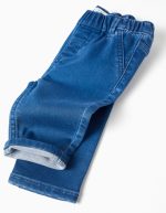 Pantalon en jean bleu à taille élastique pour nouveau-nés – Image 3