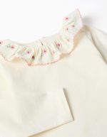 Body à manches longues et col à volants fleuri pour bébé fille, blanc – Image 3