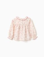 Blouse fleurie à manches longues et volants pour bébé fille, beige clair/rose – Image 2