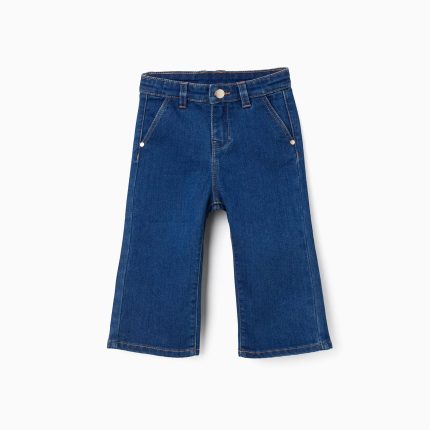 Pantalon en jean à jambes larges pour bébé fille, bleu