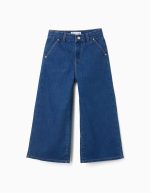 Pantalon en jean à jambes larges pour filles, bleu