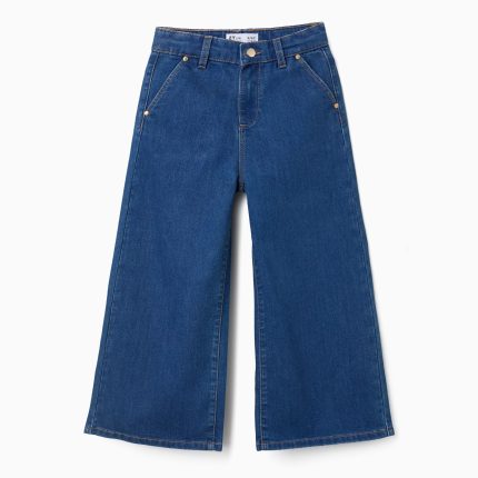 Pantalon en jean à jambes larges pour filles, bleu