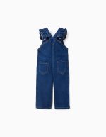Combinaison en jean à bretelles volantées pour bébé fille, bleu foncé – Image 2