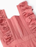 Combinaison en popeline à volants et broderie anglaise pour fille, rose – Image 3