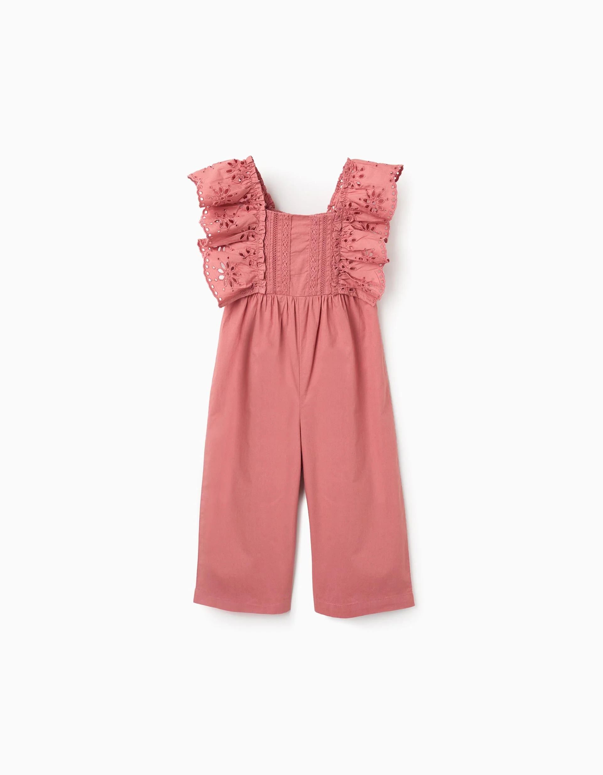 31079613038-0 Combinaison en popeline à volants et broderie anglaise pour bébé fille, rose – Image 1