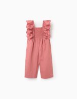 Combinaison en popeline à volants et broderie anglaise pour bébé fille, rose – Image 2