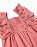 Combinaison en popeline à volants et broderie anglaise pour bébé fille, rose – Image 3