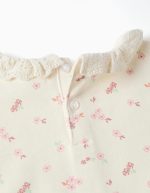 Sweat-shirt en coton blanc à motif floral et col volanté pour fille – Image 3