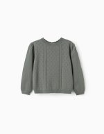 Pull en maille ajourée de coton B&S pour bébé fille, vert foncé
