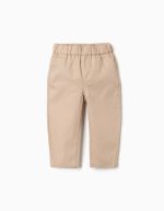 Pantalon baggy en coton facile à enfiler B&S pour bébé garçon, beige