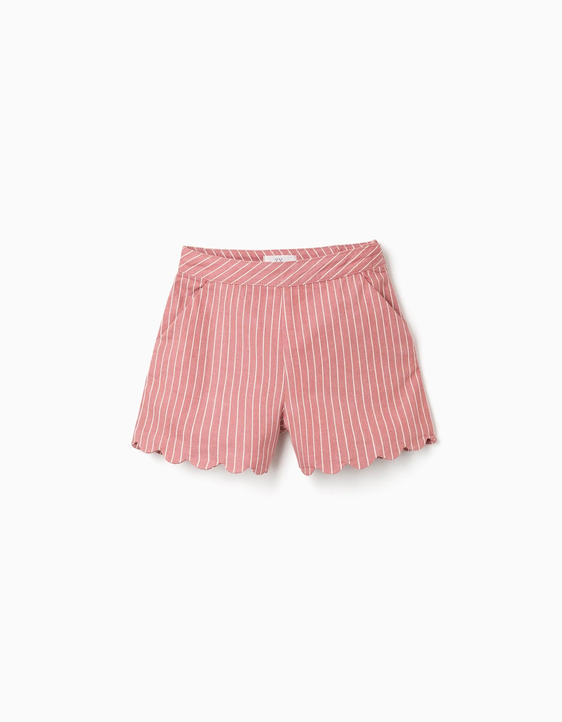 31079668038-0 Short en sergé de coton à rayures pour filles, rose et blanc – Image 1