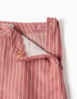 Short en sergé de coton à rayures pour filles, rose et blanc – Image 3