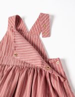 Robe tablier en sergé à rayures pour bébé fille, rose et blanche – Image 3