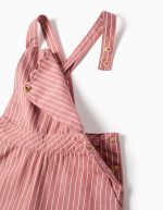 Combinaison en sergé de coton à rayures pour filles, rose et blanche – Image 3