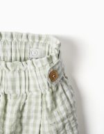 Short en coton à motif Vichy B&S pour fille, blanc/vert clair – Image 3
