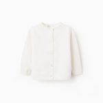 Gilet en Maille à Col Rond pour Bébé Fille,blanc