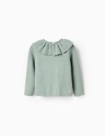 Pull avec col à volants pour filles, vert – Image 2