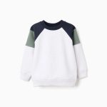 Sweat en coton peigné à manches contrastées pour garçon, multicolore