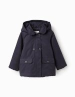 Parka A-Line rembourrée avec capuche amovible pour filles, bleu foncé
