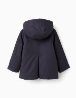 Parka A-Line rembourrée avec capuche amovible pour filles, bleu foncé – Image 2