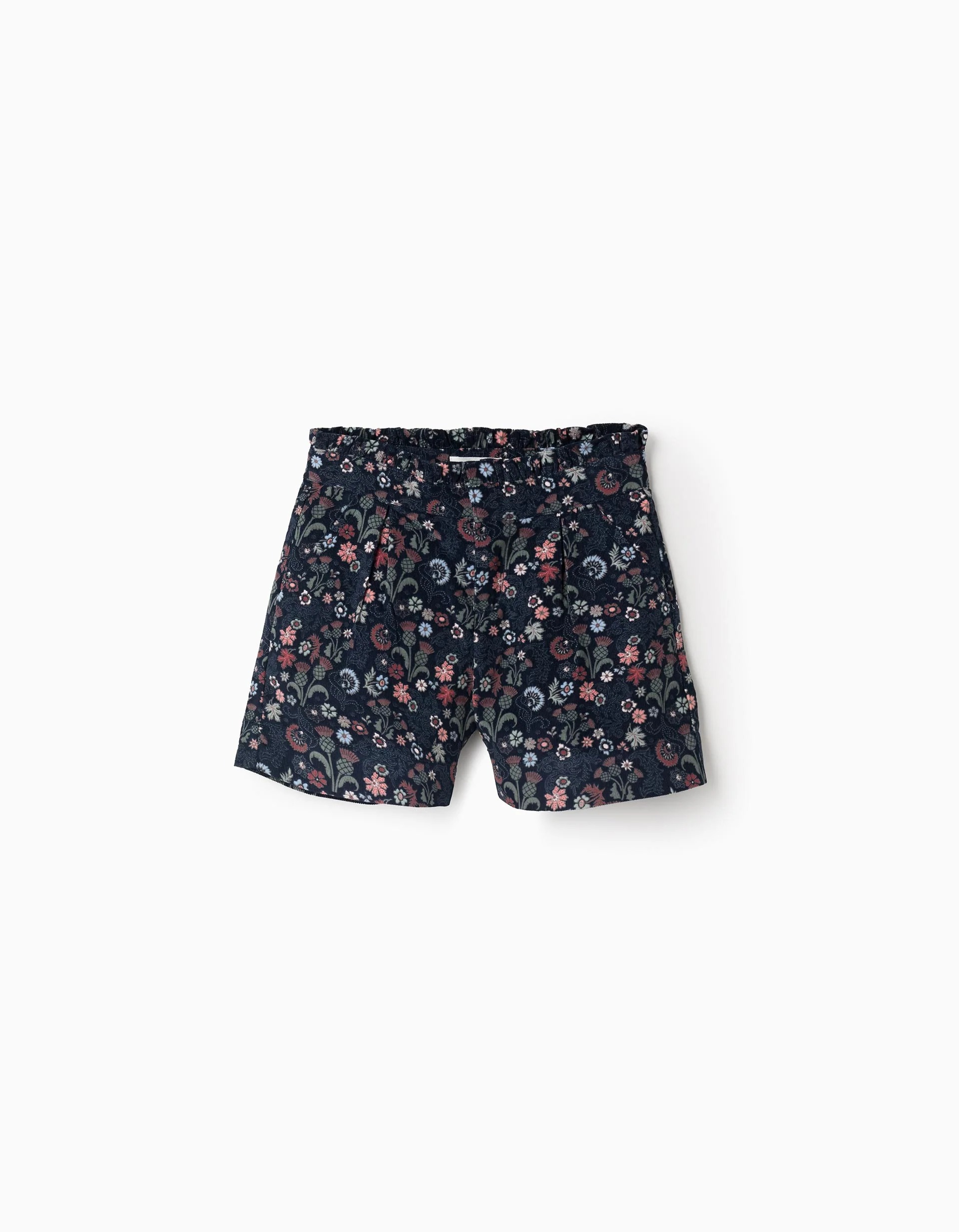 31074194006-0 Short fleuri en velours côtelé pour filles, bleu foncé – Image 1