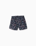 Short fleuri en velours côtelé pour filles, bleu foncé – Image 2
