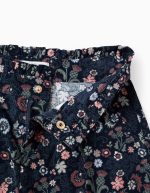 Short fleuri en velours côtelé pour filles, bleu foncé – Image 3