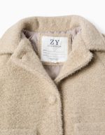 Veste moelleuse boutonnée pour les filles, beige – Image 3
