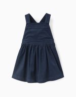 Robe en corduroy avec volants pour filles, bleu foncé