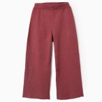 Pantalon en maille large jambe ouverte pour filles, bordeaux