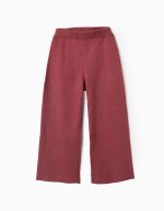 Pantalon en maille large jambe ouverte pour filles, bordeaux