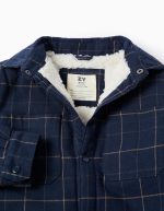Veste en flanelle avec doublure sherpa pour garçons, bleu foncé – Image 3