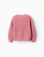 Pull en chenille en tricot pour filles, rose – Image 2