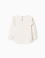 T-Shirt à Manches Longues en Coton avec Motif pour Bébé Fille, Blanc – Image 2