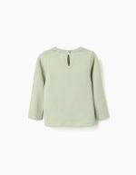 T-shirt en coton à manches longues avec imprimé « woodland » pour les filles, vert – Image 2