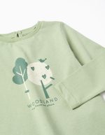 T-shirt en coton à manches longues avec imprimé « woodland » pour les filles, vert – Image 3