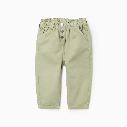 Pantalon en sergé ample pour filles, vert clair