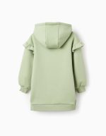 Robe à capuche avec doublure moelleuse et volants pour filles, vert clair – Image 2