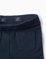 Leggings brossés avec poches décoratives pour les petites filles, bleu foncé – Image 3