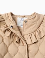 Veste rembourrée avec volants pour filles, beige – Image 3