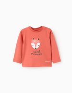 T-shirt à manches longues en coton 'renard' pour bébé garçon, orange