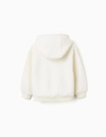 Sweat à capuche brossé avec imprimé fleur pour filles, blanc – Image 2