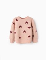 Pull tricoté avec étoiles en lurex pour filles, rose/bordeaux