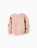 Pull tricoté avec étoiles en lurex pour filles, rose/bordeaux – Image 2